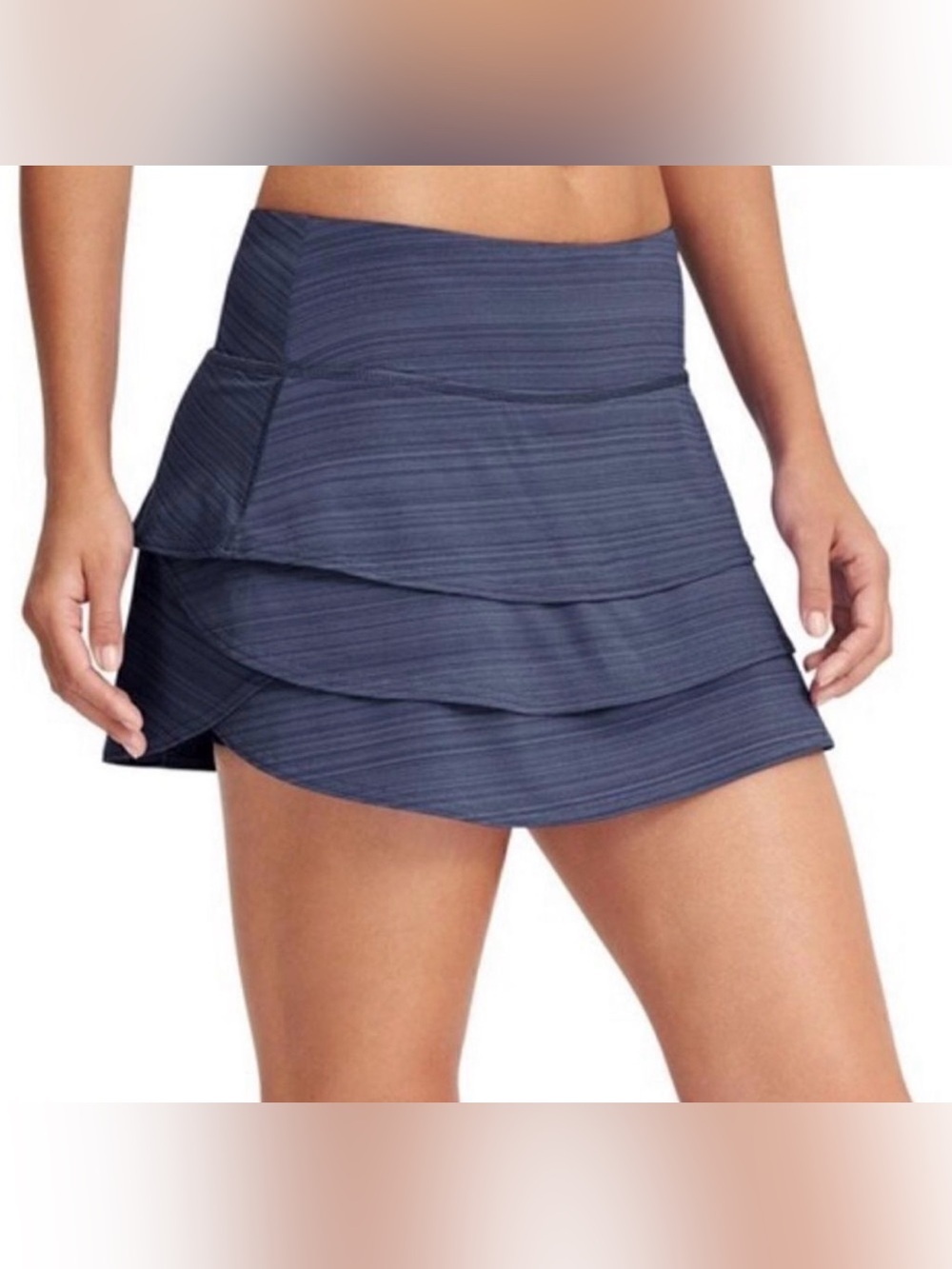 Athleta Swagger Ruffle Skort XL Navy Blue Stripe Tennis Golf Running Athletic